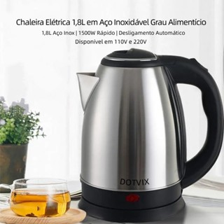 Chaleira Elétrica 2L e 1,8L 22x15Cm 127V 1000WOu 220V 1500W De Aço Inox Desligamento Automático em Oferta na Shopee