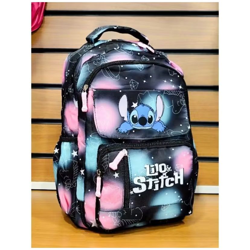 Mochila Stitch Fofa Reforçada com 12 Compartimentos, Ideal para Faculdade, Curso e Trabalho notbook volta as aulas