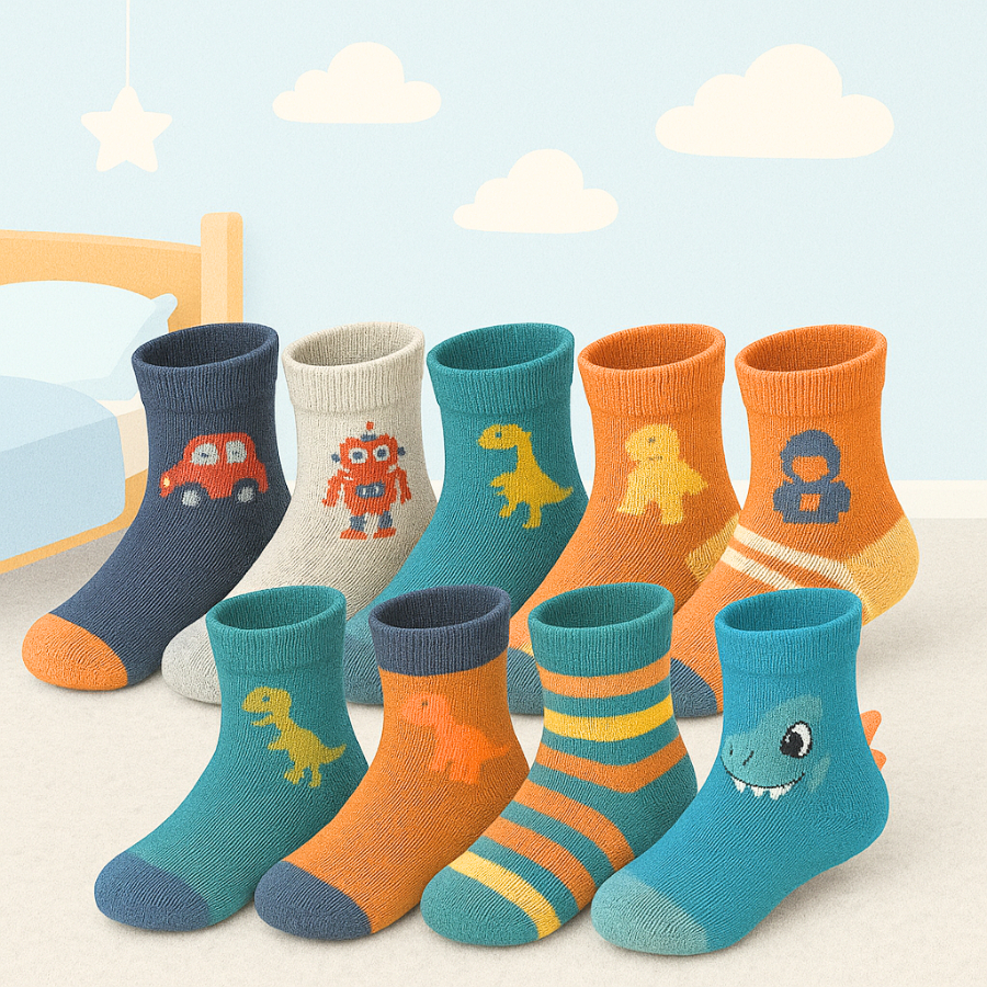 Kit 3,6,9 ou 12 Pares de Meia Infantil Masculina Cano Longo com Pares Estampas Sortidas 2 a 12 Anos para Escola