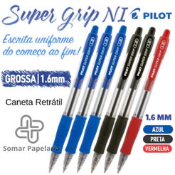 Caneta Esferográfica Retrátil Super Grip 1.6mm Pilot