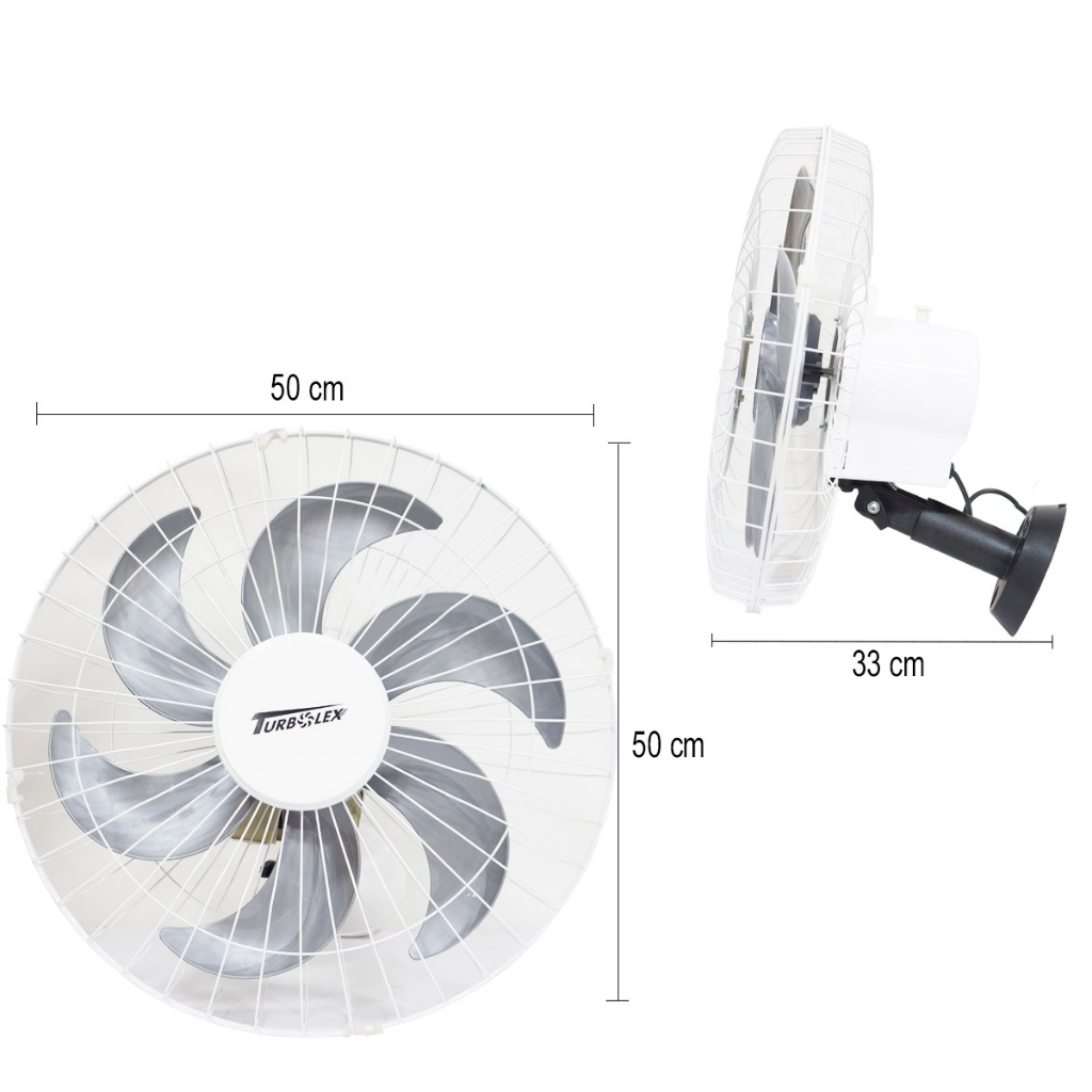 Ventilador Parede 50cm 200W Industrial Turbo Turbão 6 Pás 110V 220V Bivolt Vitalex Branco — imagem 2 de 2