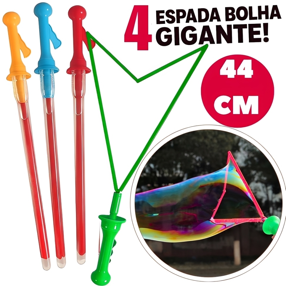 Kit 1/2/4 Espada De Bolha Gigante 44cm Lança Bolhas De Sabão Infantil Menino Menina Colorido Divertido