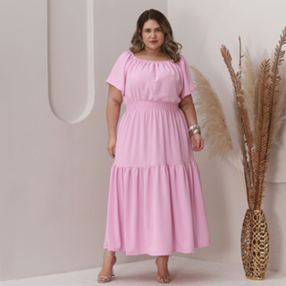 Vestido Longo Plus Size Moda Evangelica Instagram | Lançamento em Oferta na Shopee