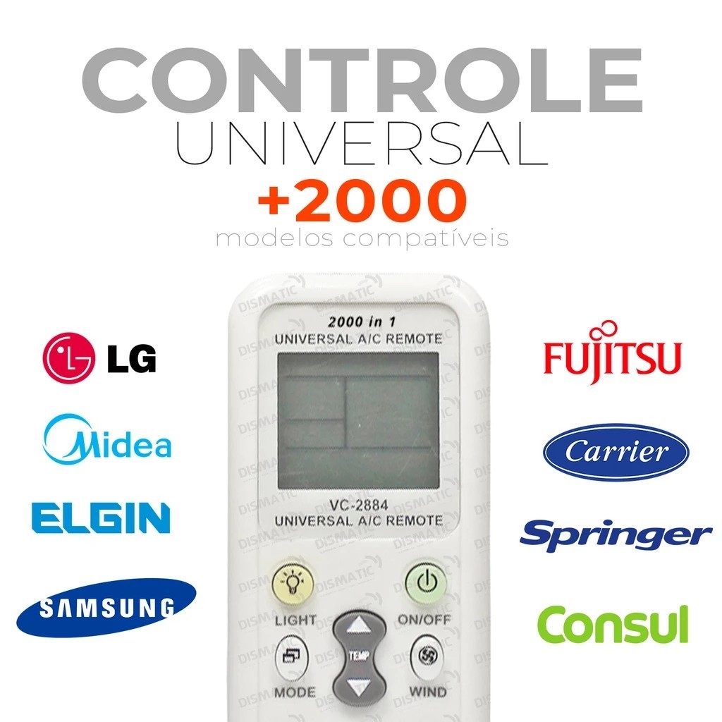 Controle Remoto Universal Ar Condicionado Split 2000 em 1- VC- A2884!