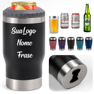 Copo Termico Inox  420ml Porta Lata Latinha Lonk neck cerveja Personalizado Nome logo Frase em Oferta na Shopee