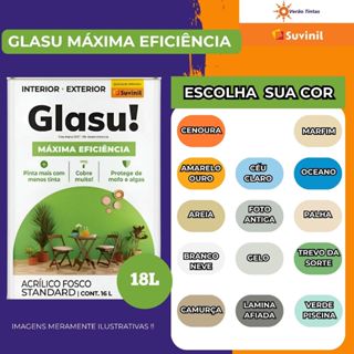 TINTA ACRÍLICA MÁXIMA EFICIÊNCIA 18L GLASU! - VARIAS CORES em Oferta na Shopee