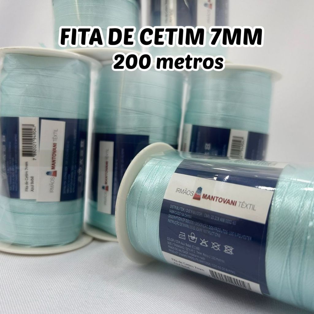 Fita de Cetim 7mm Com 200 Metros 100% Poliéster - Várias Cores Ideal para Laços, Embalagens e Artesanato