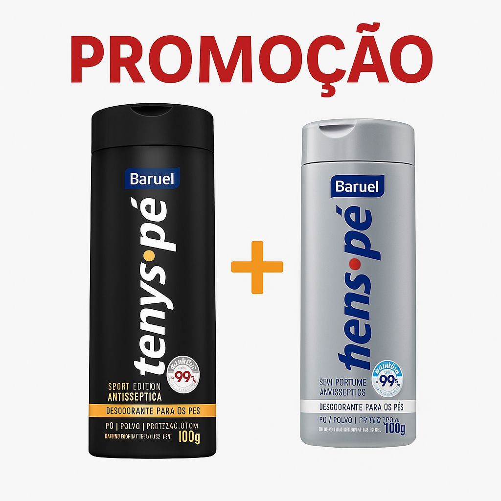 Tenys Pé Talco Sport Edition 100g Baruel + Tenys Pé  Talco Antisséptico Sem Perfume  100g.
