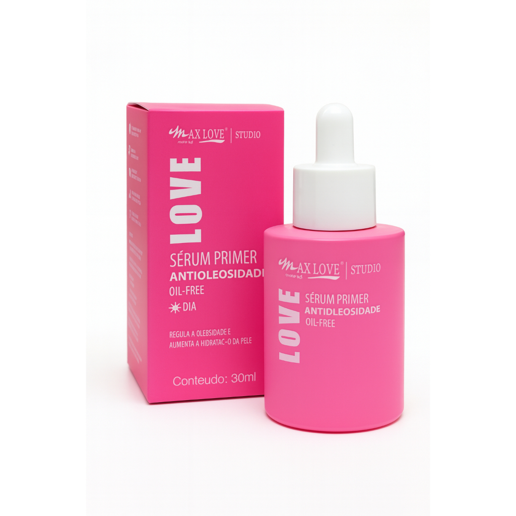 Serum hidratante facial primer antioleosidade dia Max Love skin care cuidado todo tipo pele 30ml
