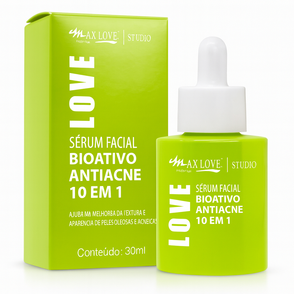 Serum hidratante facial bioativo antiacne 10 em 1 Max Love skin care cuidado diario dia/noite 30ml