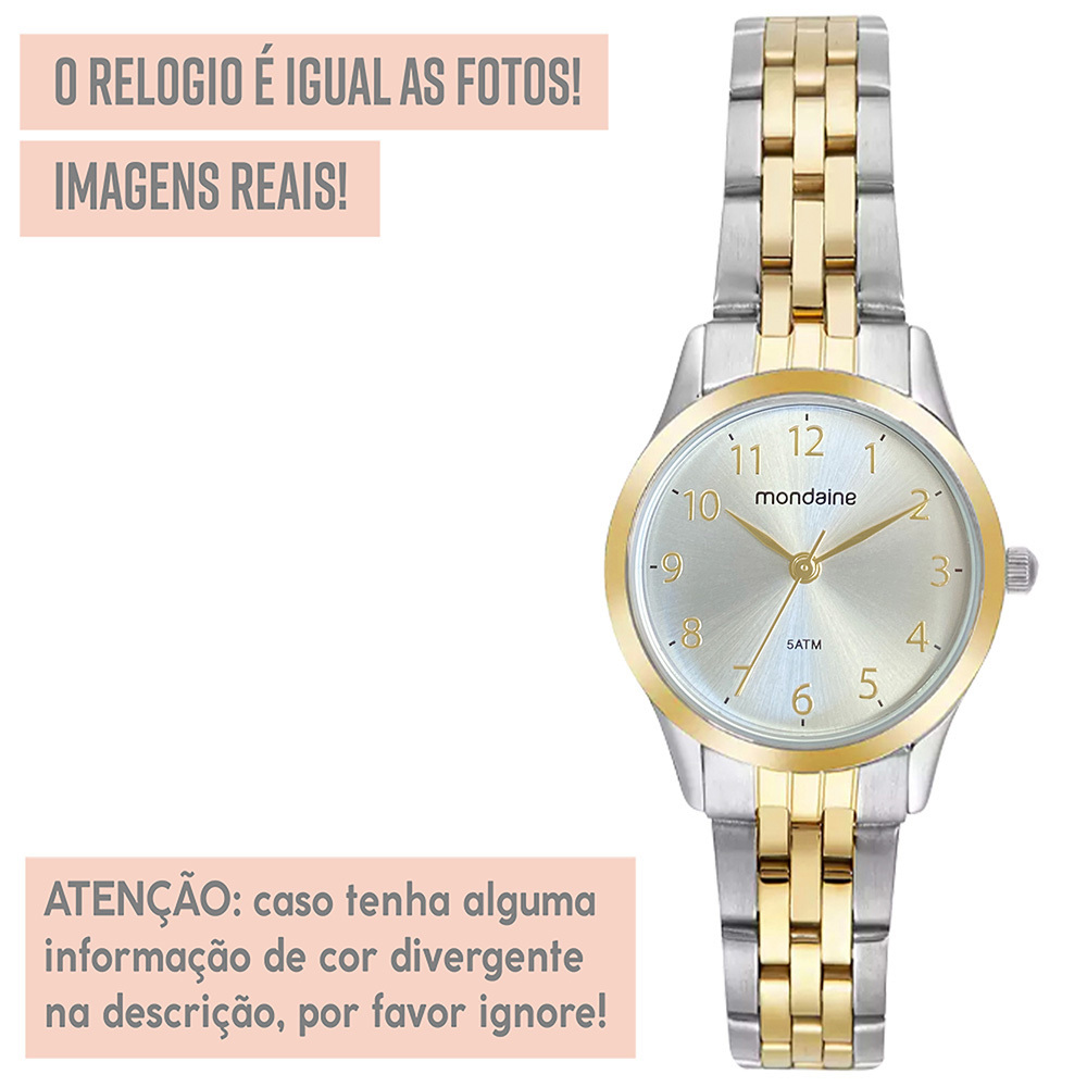 Detalhes do Relógio Feminino Mondaine Dourado Original 1 Ano de Garantia
