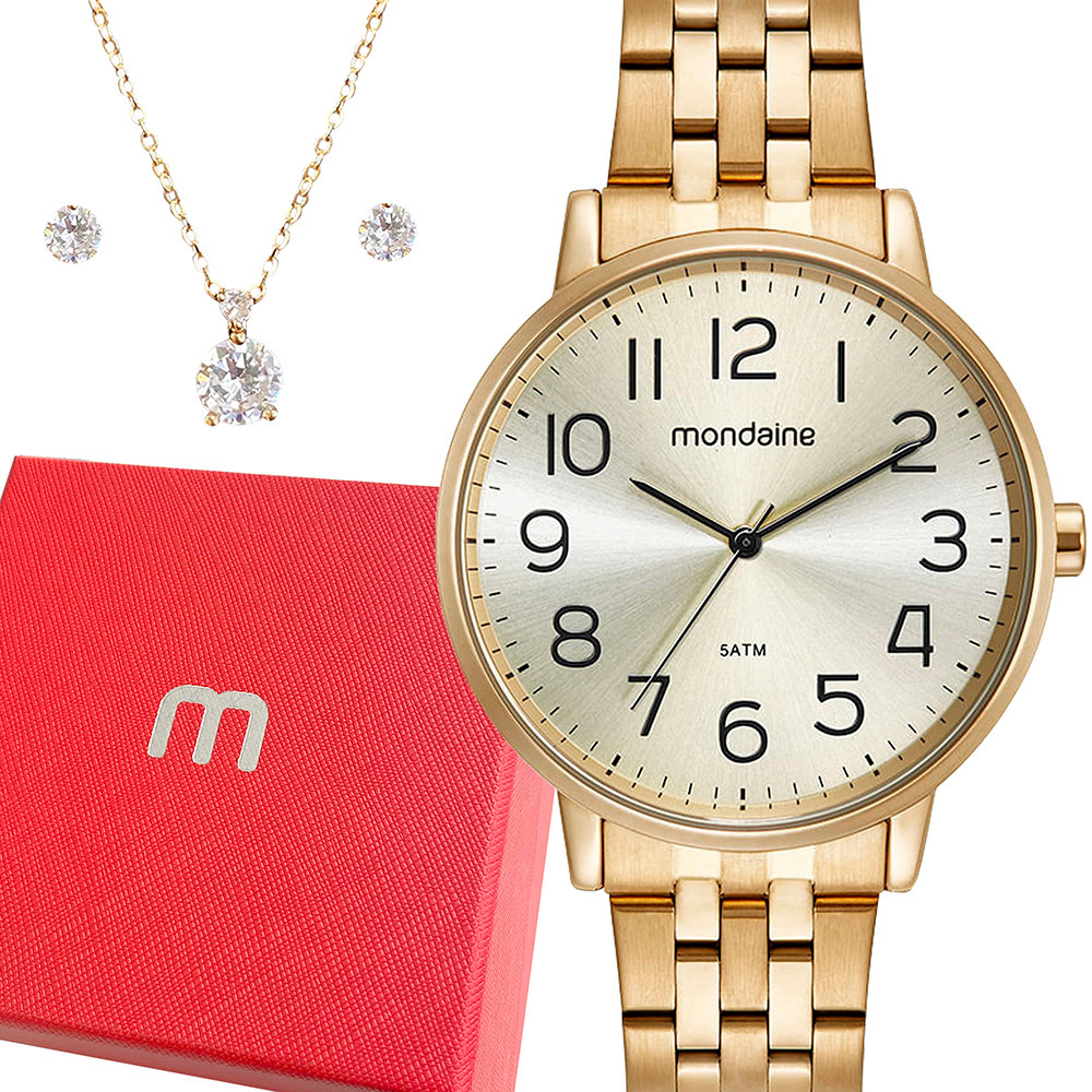 Relógio Mondaine Feminino Original Dourado 1 Ano de Garantia