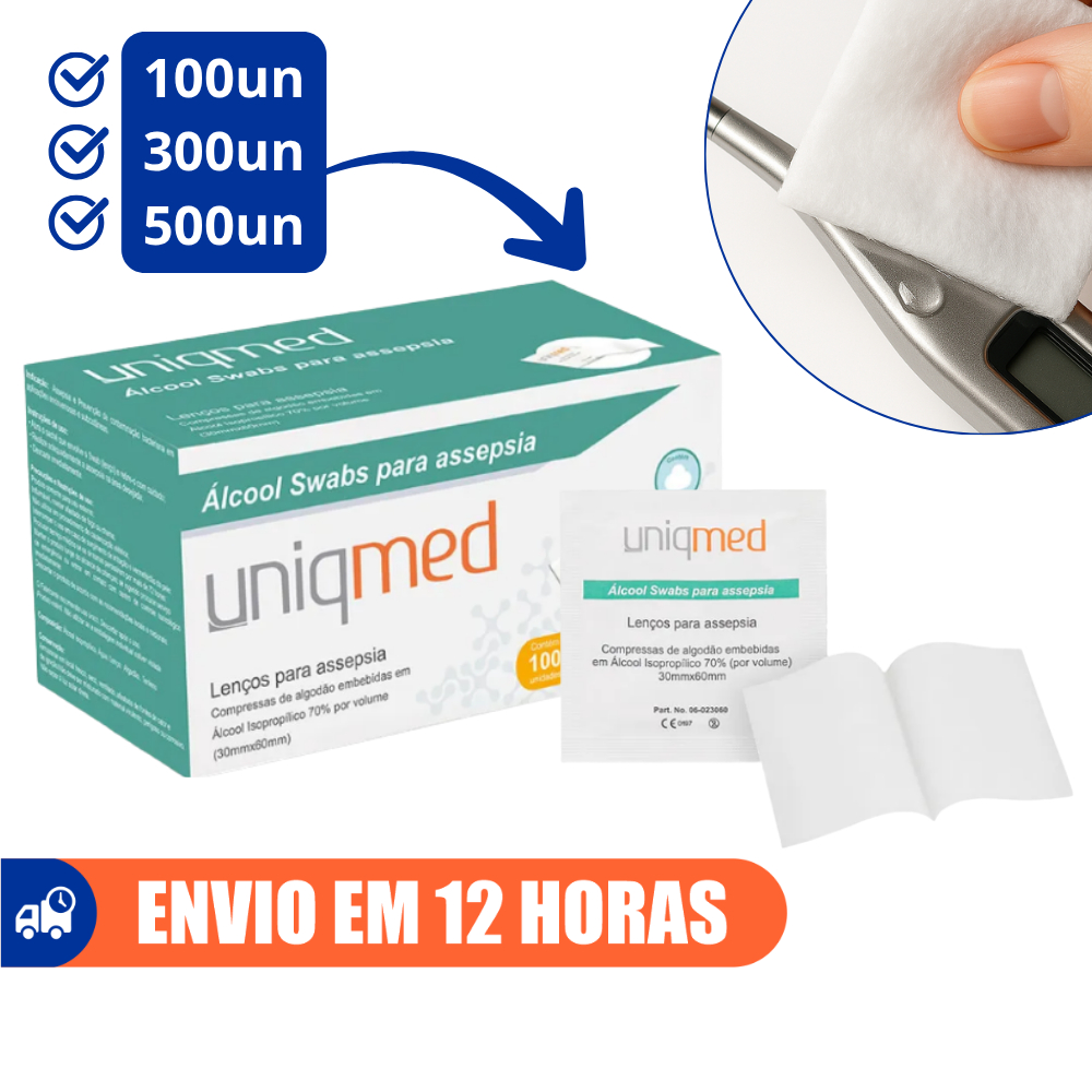 Álcool Swab 70% Saches Lenços Umedecidos Uniqmed em Oferta na Shopee