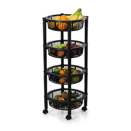 FRUTEIRA Organizador Vertical Preto  4 Andares - Ideal para Cozinha, Banheiro e Lavanderia Eco Flow - Ray - 464 em Oferta na Shopee