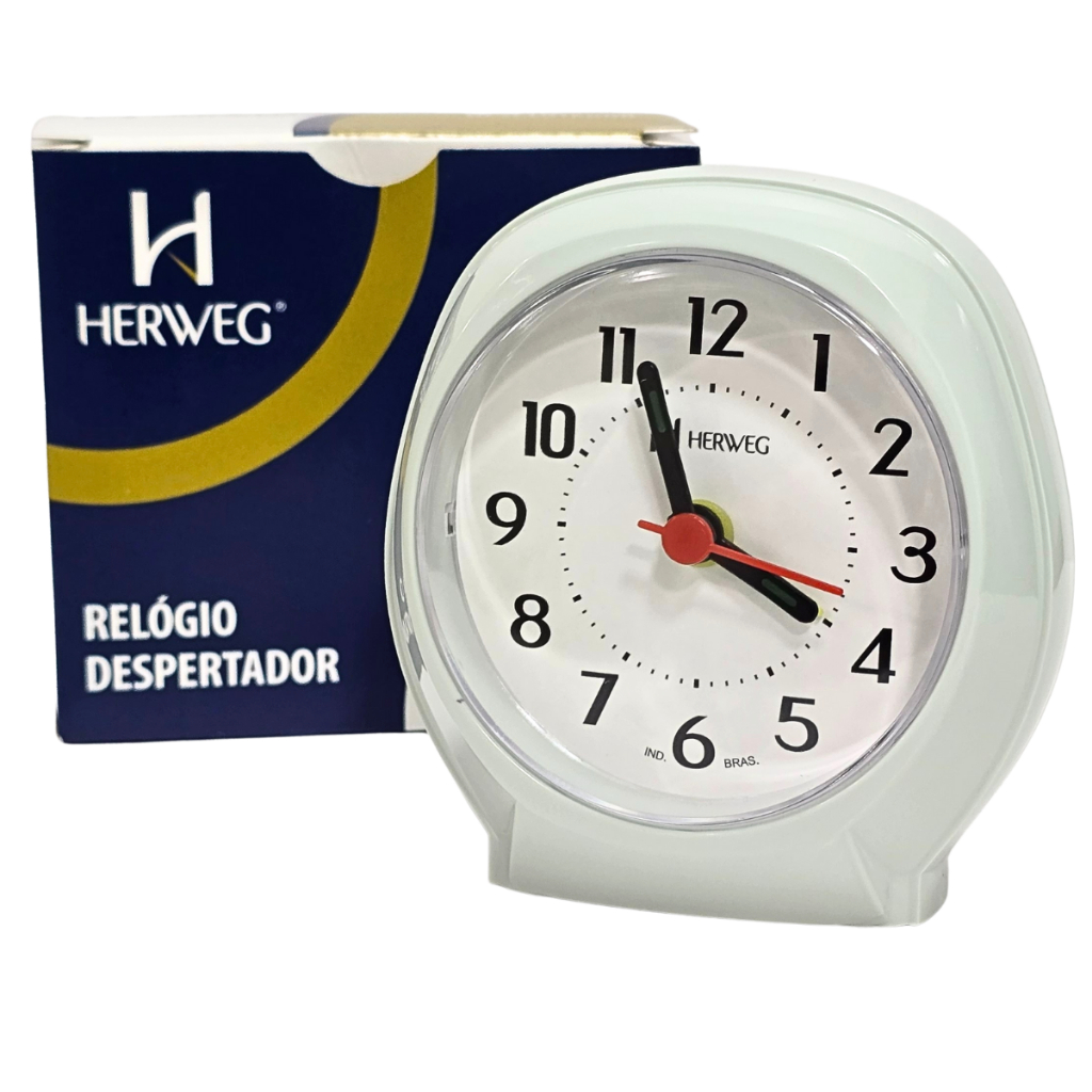 Relógio Despertador Herweg Quartz Verde Claro 2634 - 072 em Oferta na Shopee