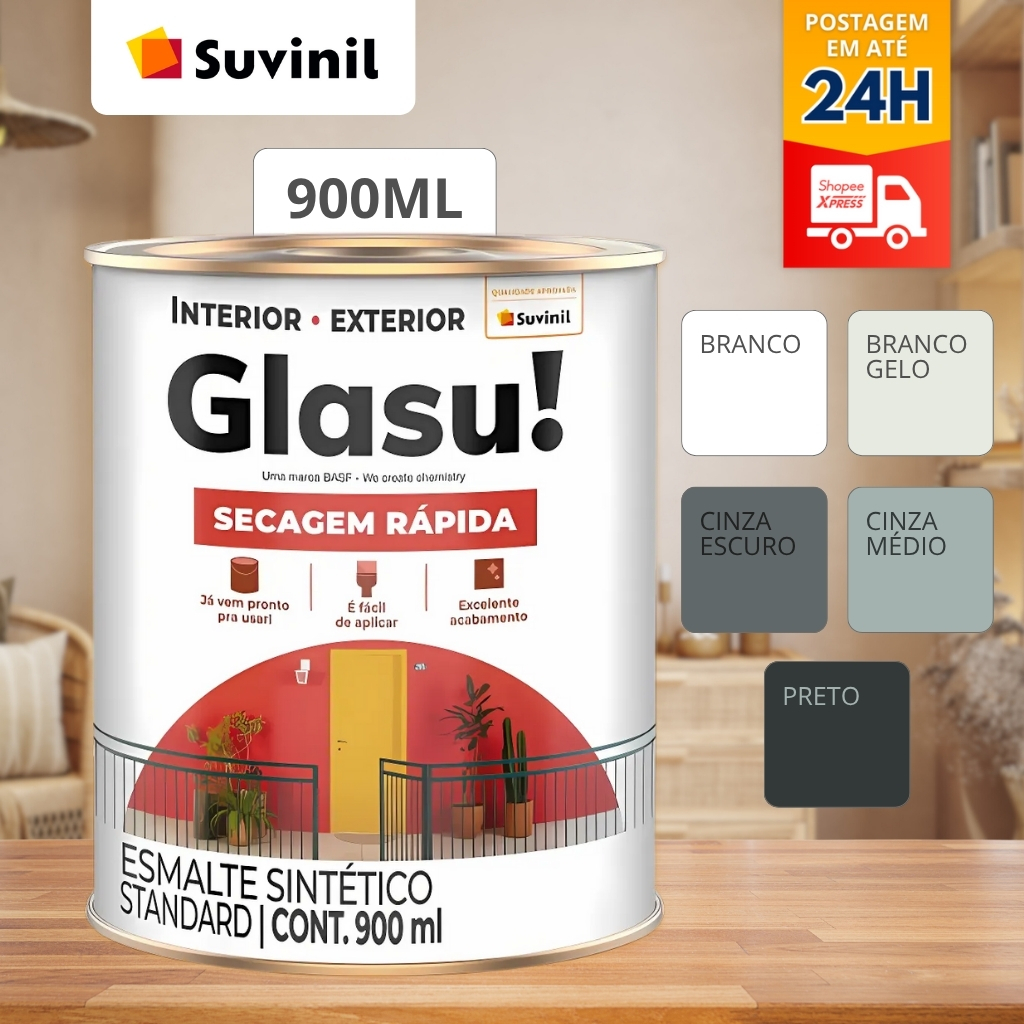 Tinta Esmalte Sintético Madeira e Metal Exterior/Interior 900ml Glasu Suvinil