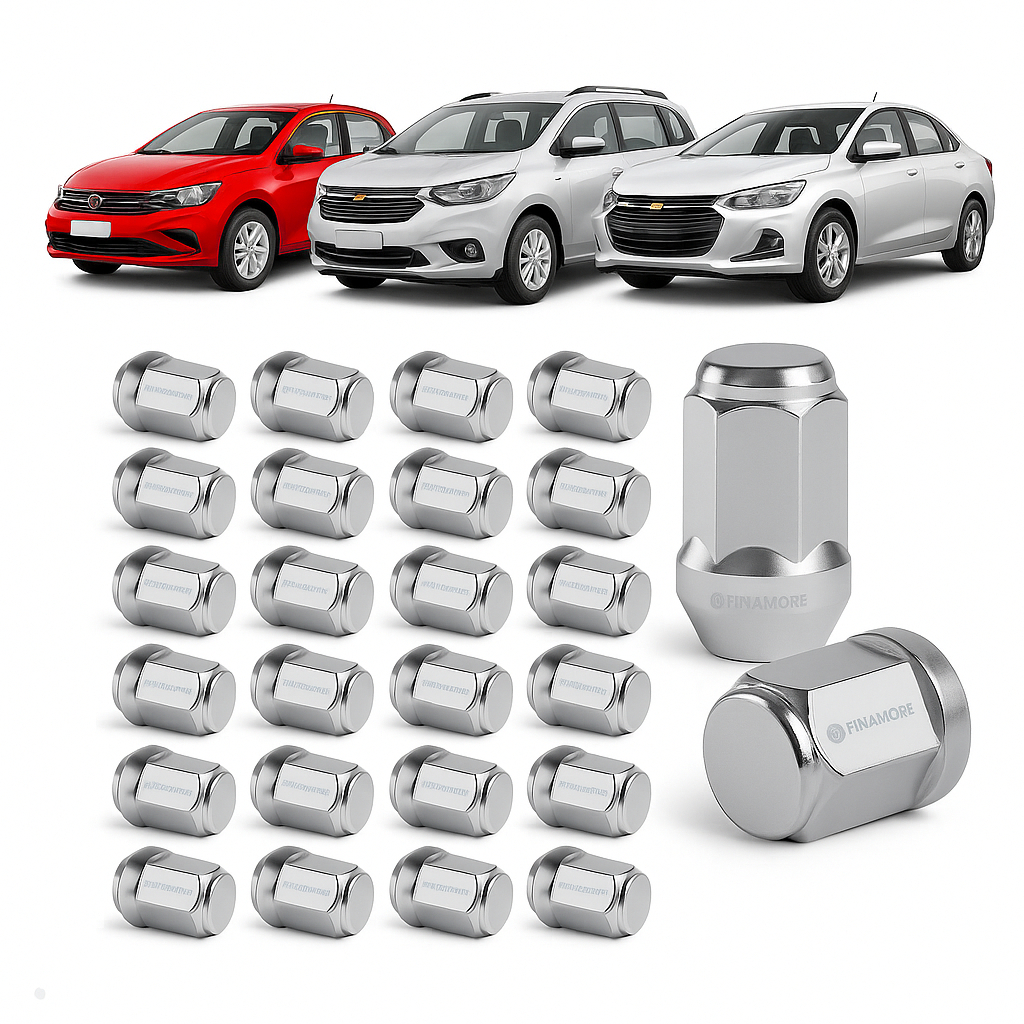 Jogo 20 Porca de Roda Cromada Chevrolet Novo Cruze Nova Tracker S10 35mm