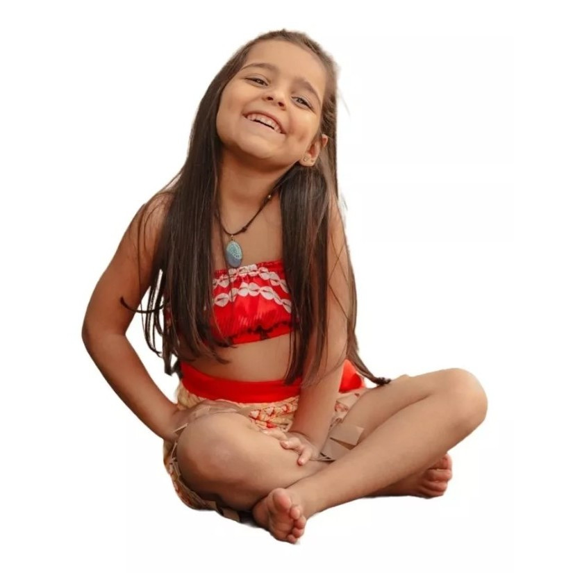 Fantasia Moana Infantil Com Colar Festa Aniversario Princesa