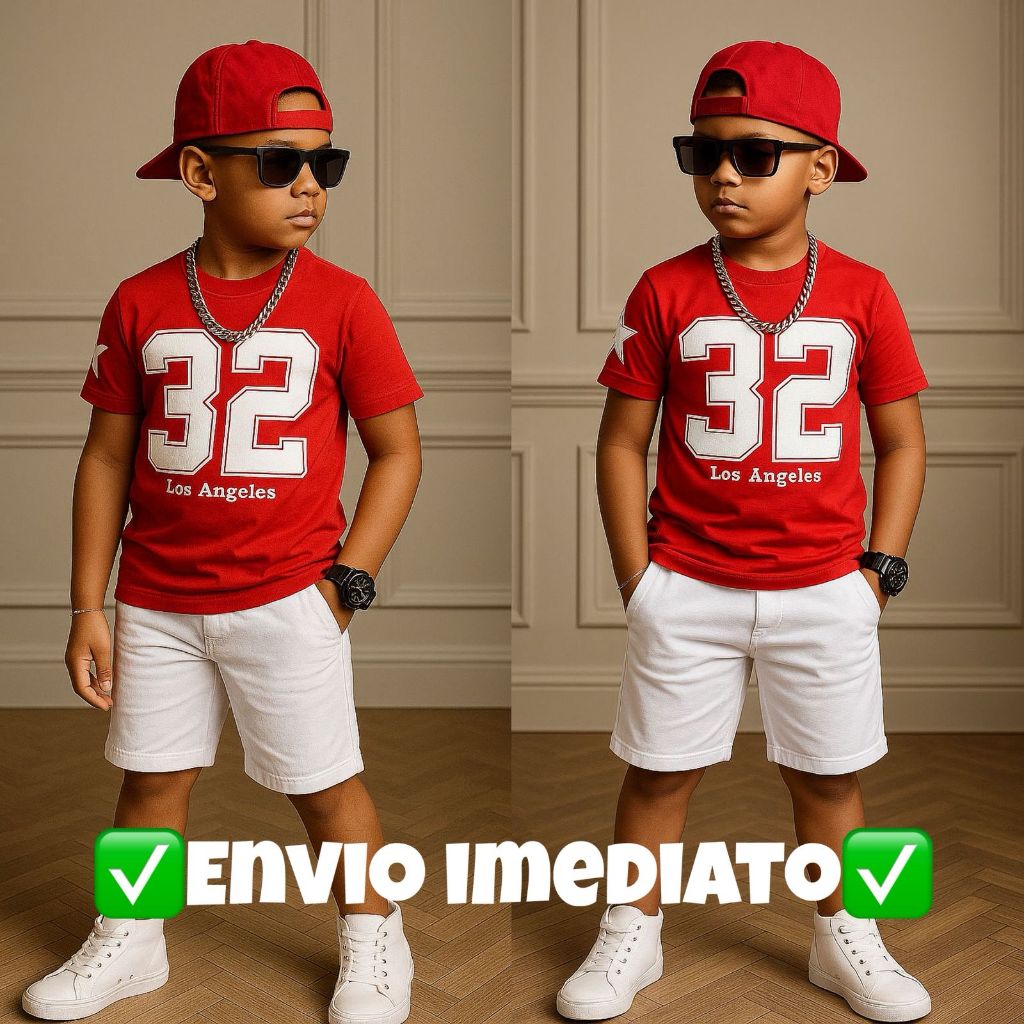 Conjunto Infantil e Juvenil Menino Masculino Estiloso Blogueiro Verao Camisa e Bermuda