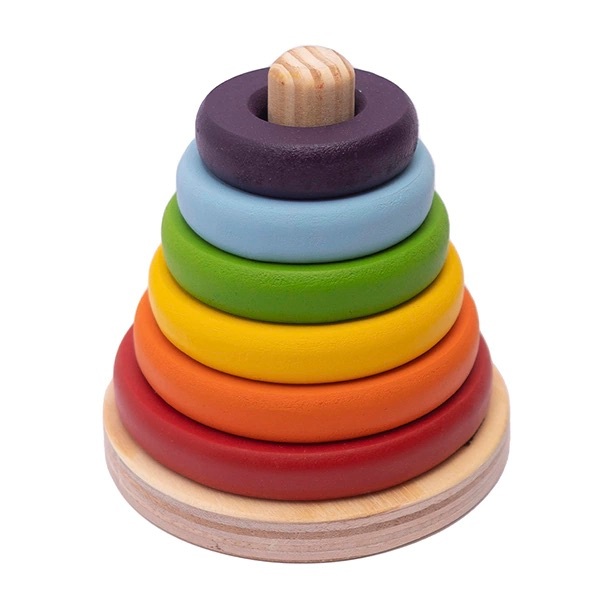 Torre Donuts de Empilhar Colorida | Jogo Educativo de encaixe Bebê | Brinquedo de Madeira Educativo