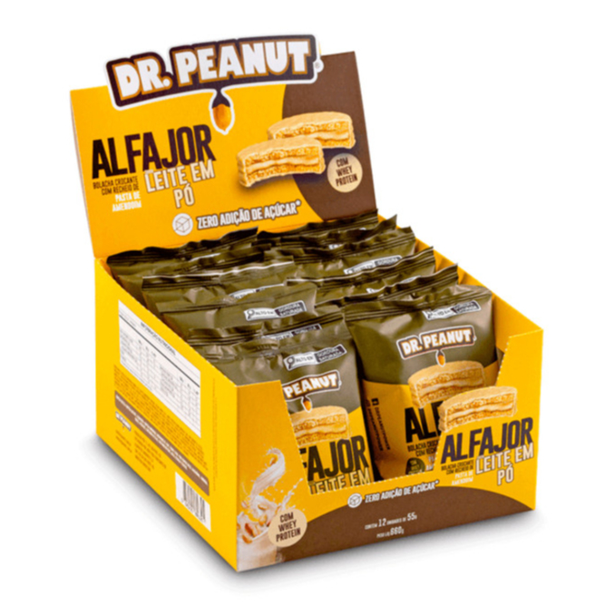 Alfajor com Recheio de Pasta de Amendoim Caixa c/ 12un  35g cada - Dr Peanut em Oferta na Shopee