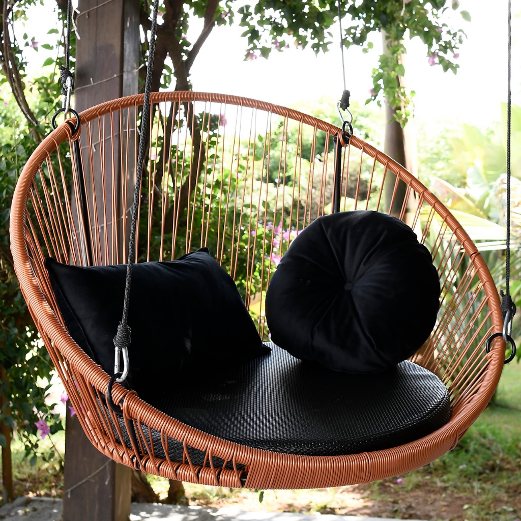 Kit balanço + 2 almofadas cadeira suspensa decoração varanda area externa jardim descanso pergola
