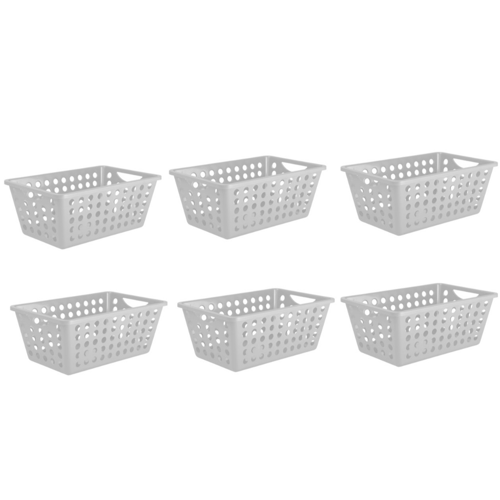Cesta Organizadora Multiuso 4,3 Litros Branca – Kit com 6 Unidades | Organização Prática e Moderna