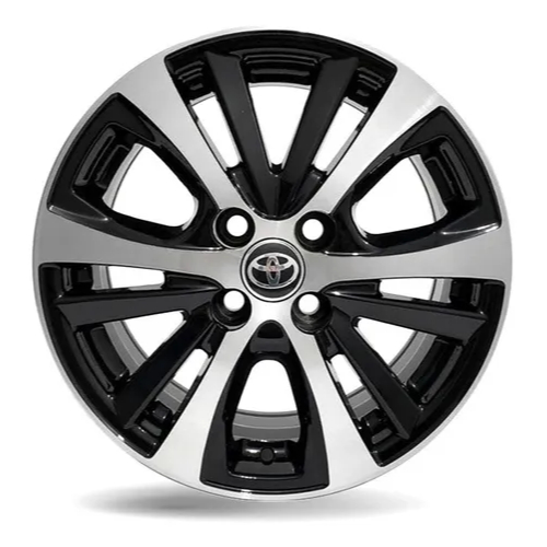Kit 4 Rodas Aro 15x6,0 4x100 Toyota Yaris / Etios Preta Diamantada Krmai S17
