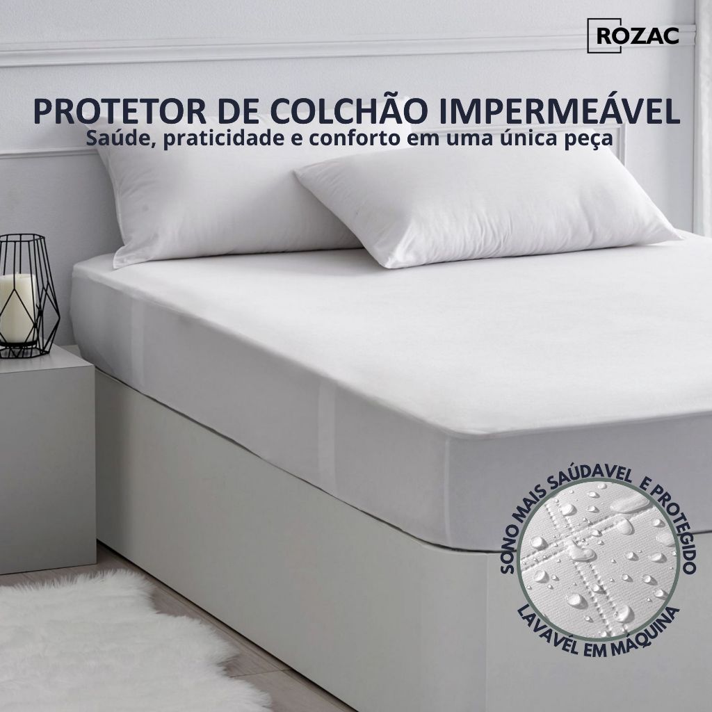 Capa Protetora De Colchão Impermeável King Antialérgico Tripla Camada Rozac em Oferta na Shopee