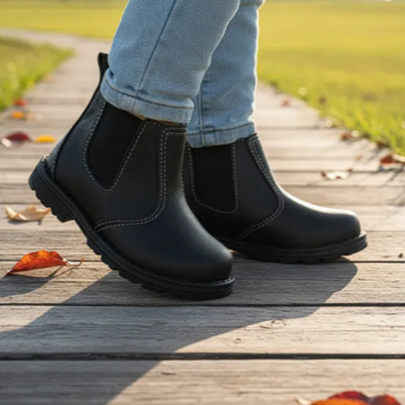 Bota infantil menino bota infantil menina jeca infantil de elástico calçe fácil café e preto liso