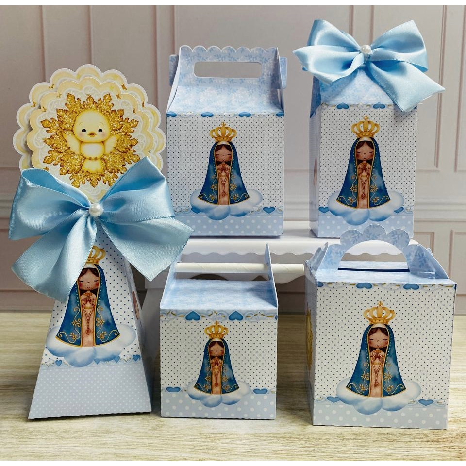 KIT Personalizados NOSSA SENHORA APARECIDA AZUL PEGUE E MONTE  Lembrancinhas  para festa BATIZADO/ ANIVERSÁRIO