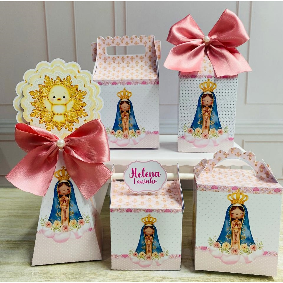 KIT Personalizados NOSSA SENHORA APARECIDA ROSA PEGUE E MONTE  Lembrancinhas  para festa BATIZADO/ ANIVERSÁRIO