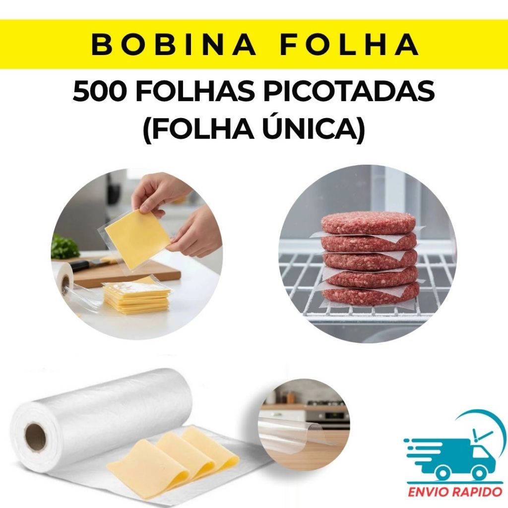 Bobina Picotada 30x40 Rolo C/500 Folhas Únicas Para Frios queijos plástico simples em Oferta na Shopee