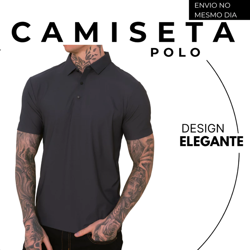 Camisa Polo Masculina de Poliamida com Gola — foto 3