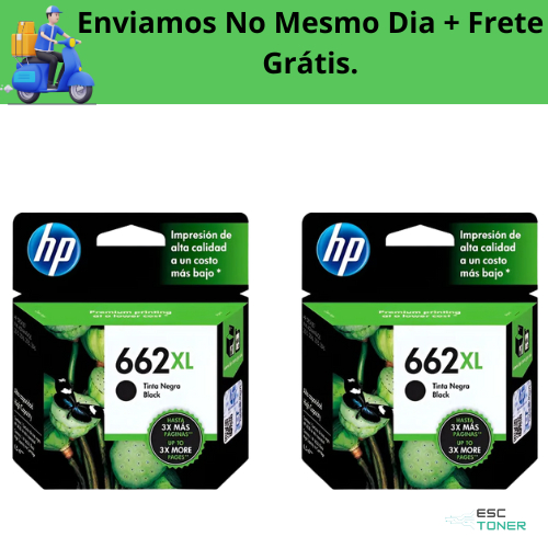 Kit 2x Cartucho De Tinta HP 662XL Preto Black Cz105ab