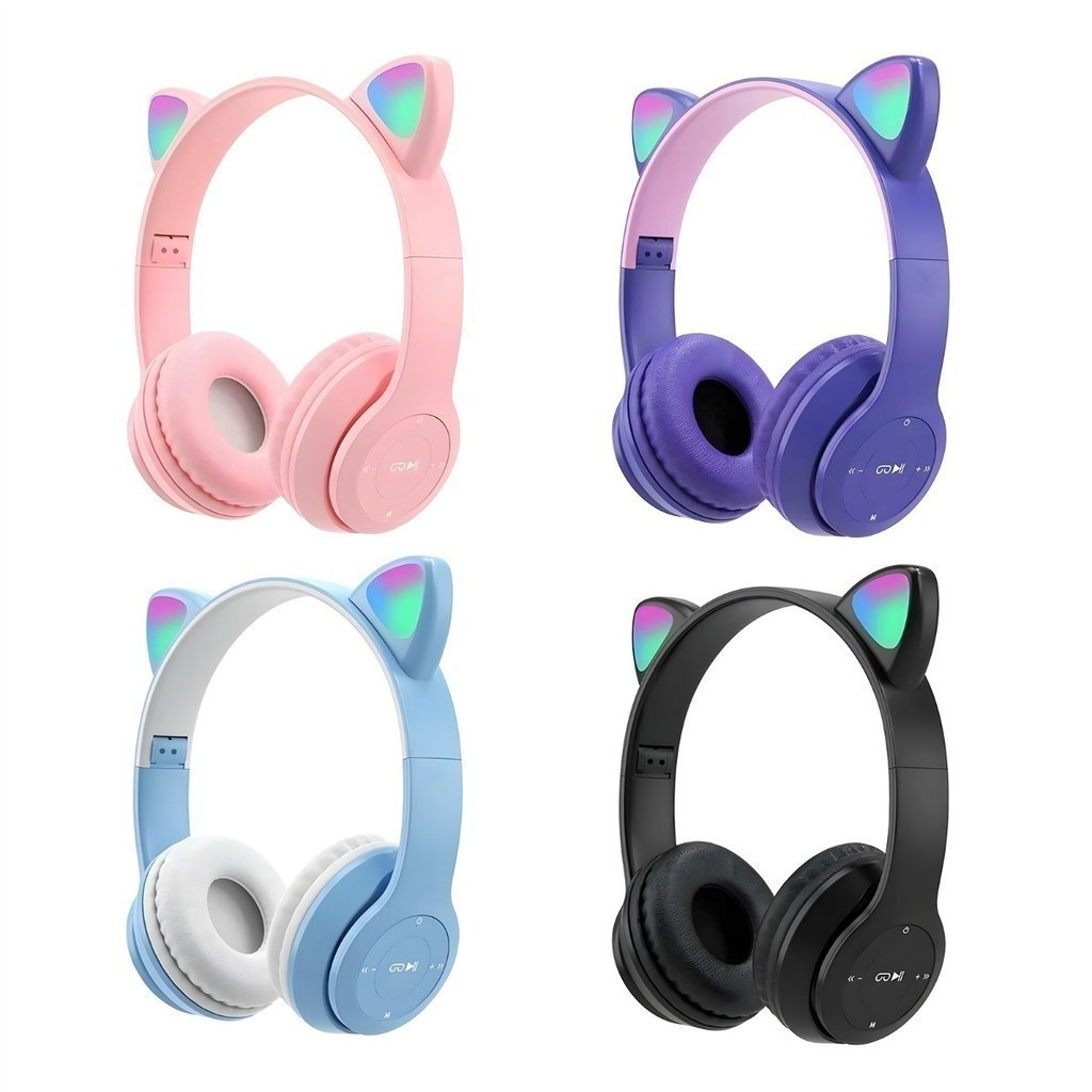 Fone Ouvido Bluetooth Gatinho Sem Fio Com Luz Led STN-28