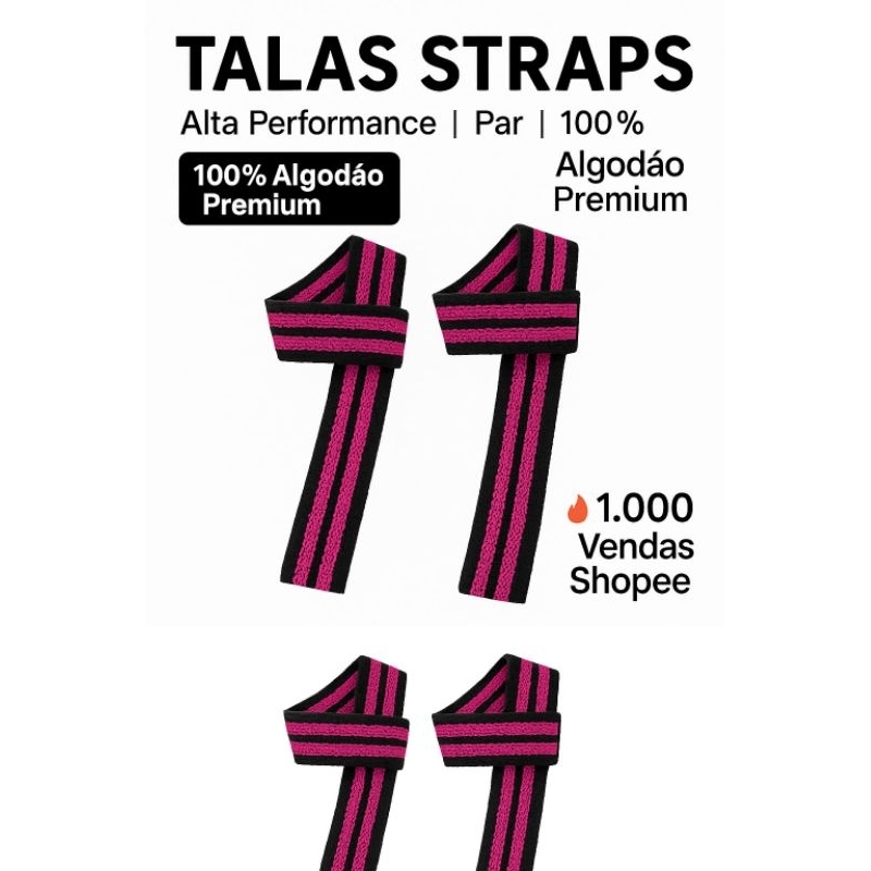 Par tala straps 100%algodão levantamento de peso crossfit musculação