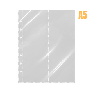 Kit 5 10 Folhas A5 6 Argolas Furos Binder Saco Plástico Fichario Páginas Frente Photocard 2 Bolsos Verticais Selos Card em Oferta na Shopee