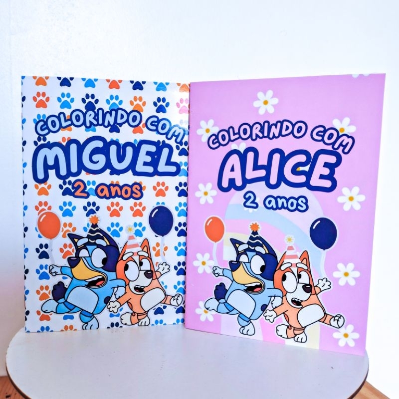 Kit livrinhos de colorir personalizado para lembrancinhas bluey - aniversário, festa infantil, revistinha, livrinho