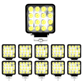 Kit 10 Farol Milha 16 Led 48w 12v/24v Quadrad Off-road 6000k