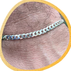Pulseira Bracelete Grumet 4 mm a Prata Legitima 925 Antialérgico - 21 cm