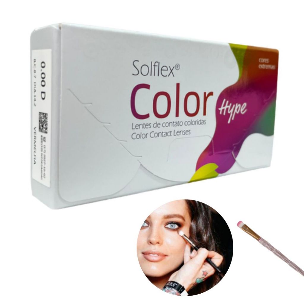 Lente De Contato Branca Vermelha Amarela Solflex Color Hype Solótica Halloween
