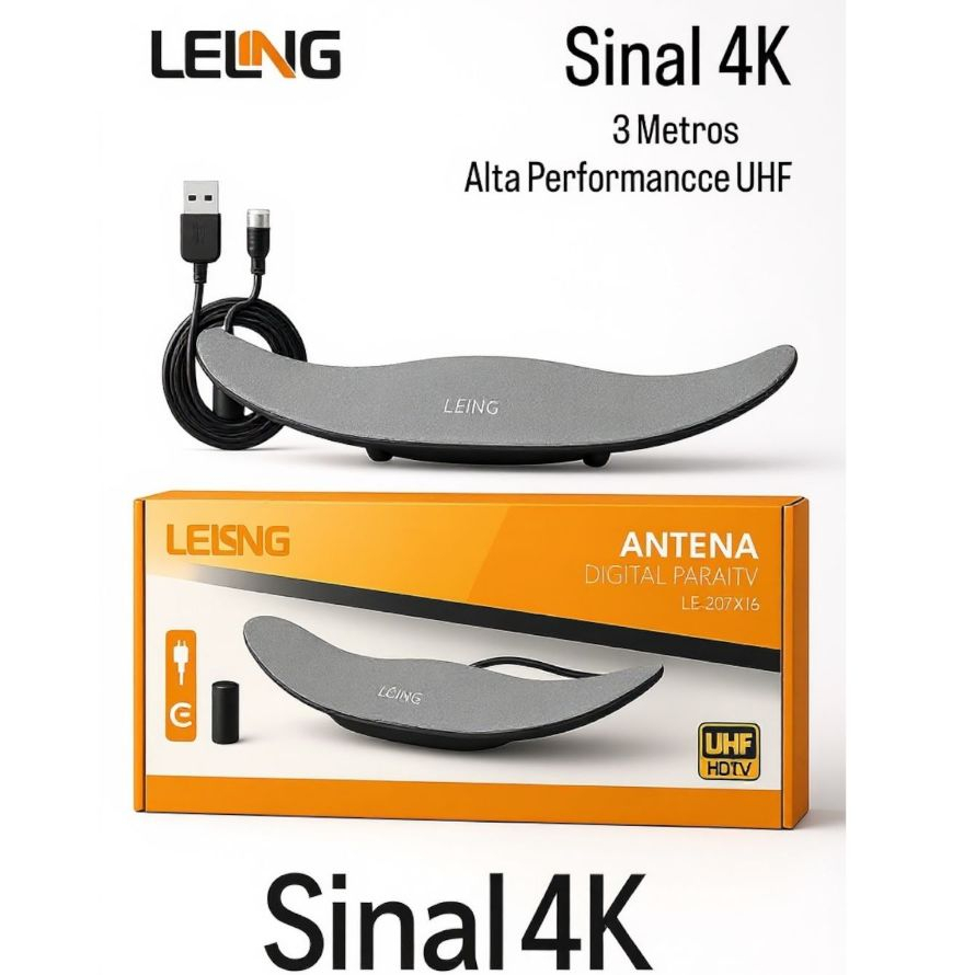 Antena Digital 4K HDTV Para TV HDTV UHF Interna LE-3094-6 Sinal Estável Amplificador Sinal 3 Metros