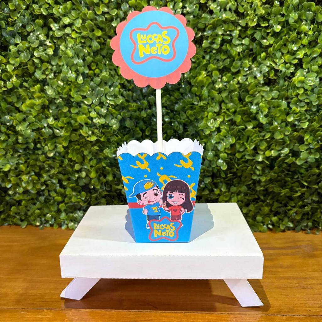 CENTRO DE MESA PERSONALIZADO CACHEPOT - PEGUE E MONTE - Luccas Neto e Gi - Lembrancinha - Cachepo