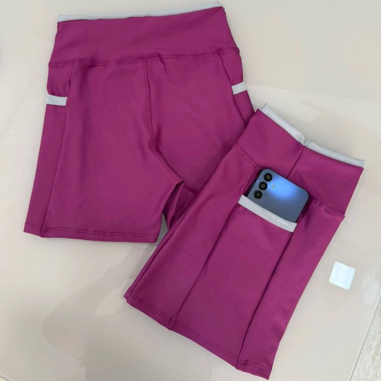 Shorts Line Feminino Bolso Lateral Roupa Fitness Academia Corrida Ciclismo Zero Transparência Cross — imagem 1