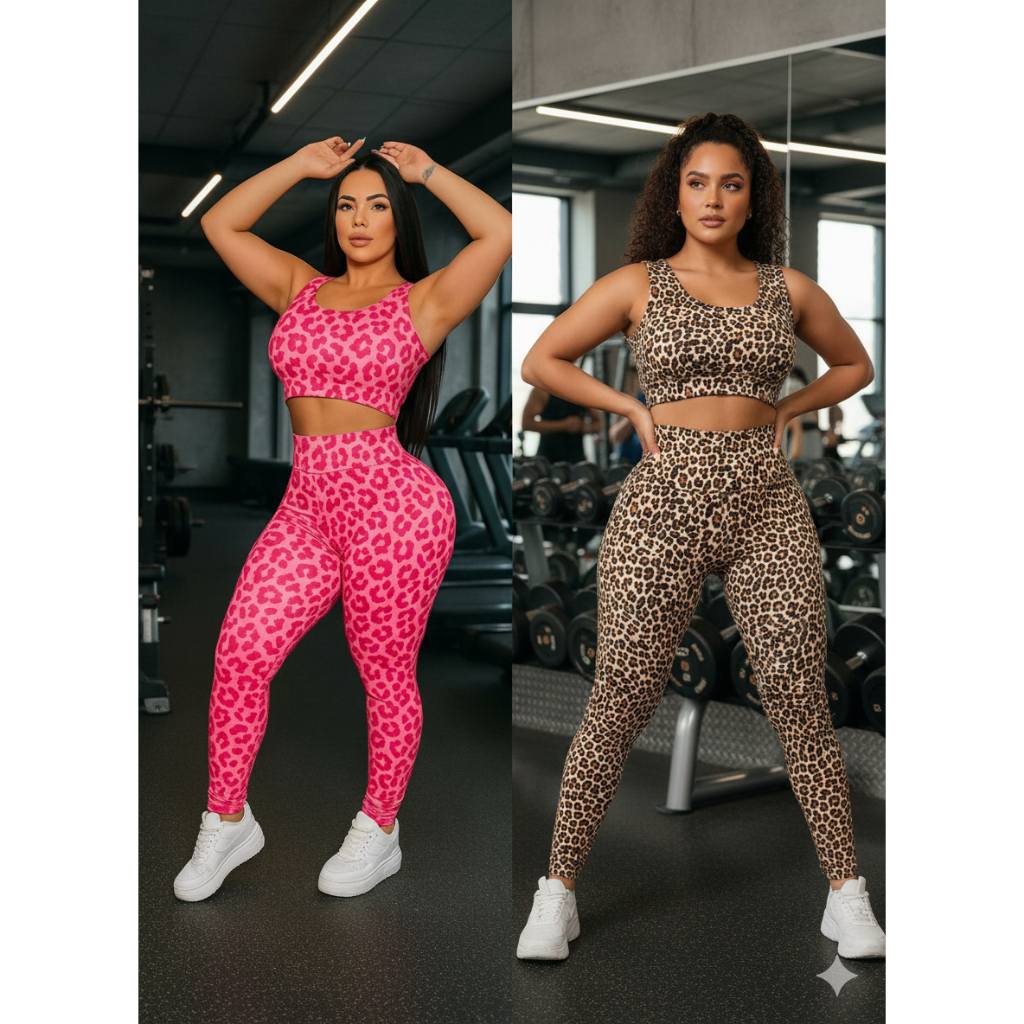 Roupa De Ginastica Moda Feminino Academia 2 Legue + 2 Top
