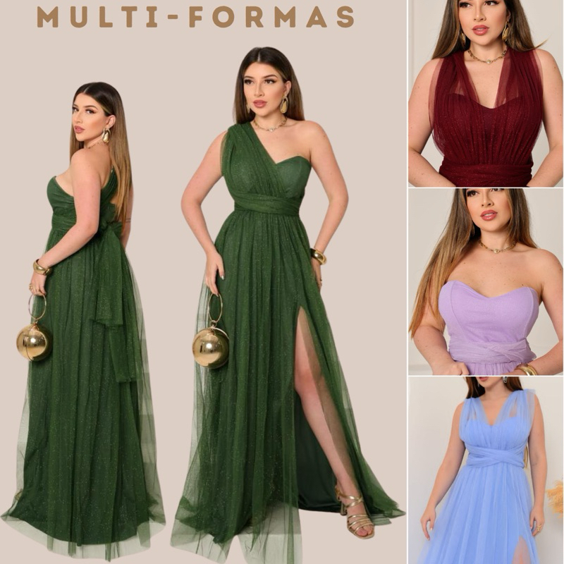 Vestido de Festa Versátil Multiformas Sofisticado Glamour Tendência Moda Festa| Madrinha, Casamento, Formatura, Longo em Oferta na Shopee