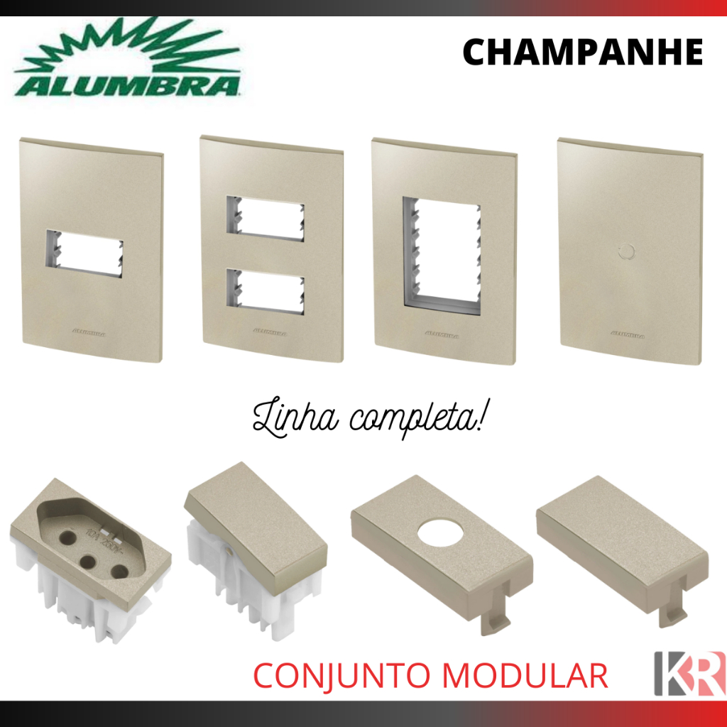 Inova class Champanhe  Champagne - Alumbra interruptor tomada