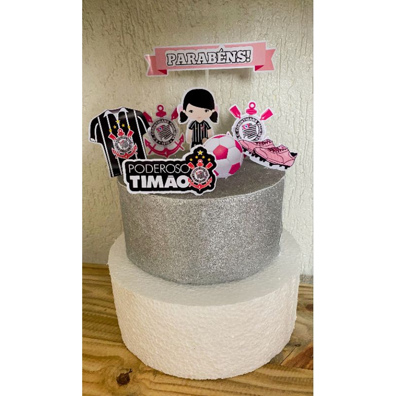 Topo de bolo do Corinthians feminino (personalizamos o nome desejado) em Oferta na Shopee