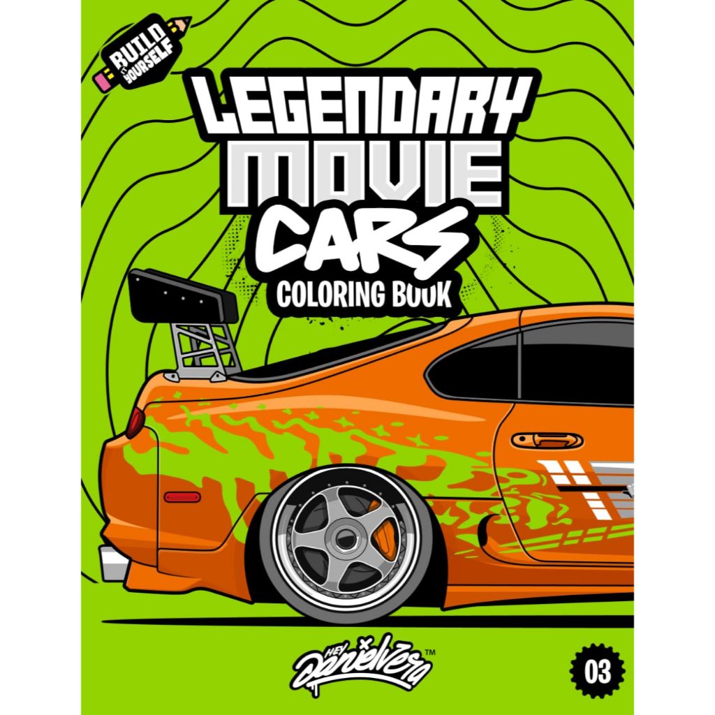 Legendary Movie Cars Vol3 45 Desenhos para colorir FOLHAS SOLTAS + Acetato NÃO VAI ENCADERNADO